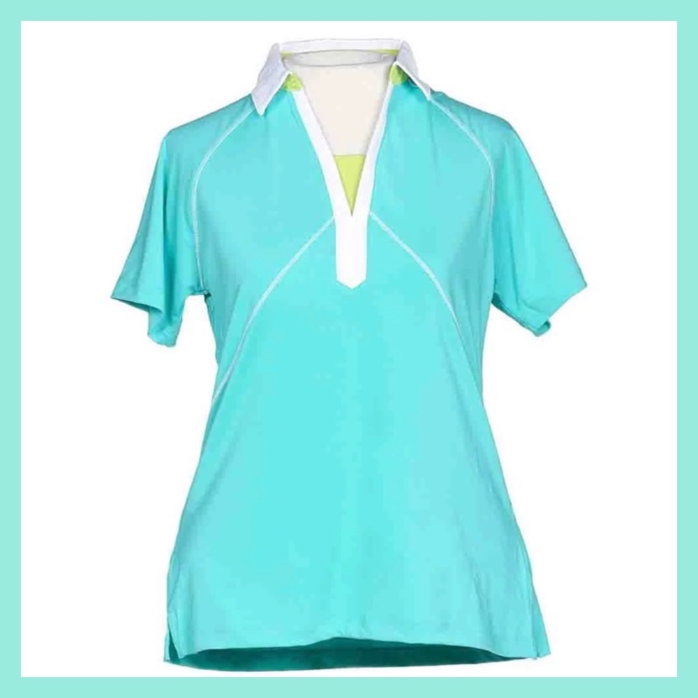Page & Tuttle Golf Shirt Small in Aqua White Green